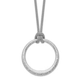 Sterling Silver RH-plated Textured Circle Pendant Necklace